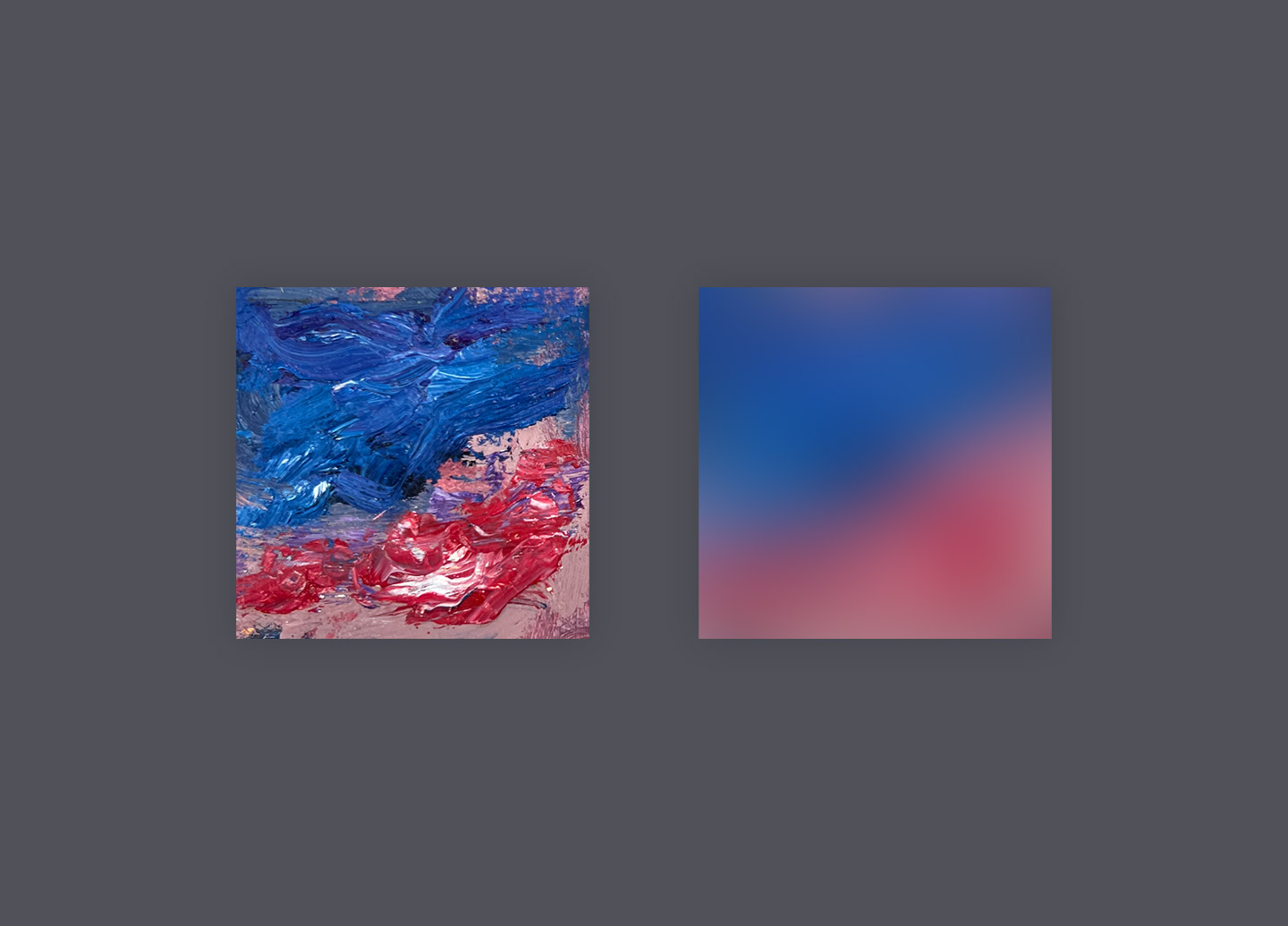 The paintings were later transformed into a series of blurred atmospheric images.